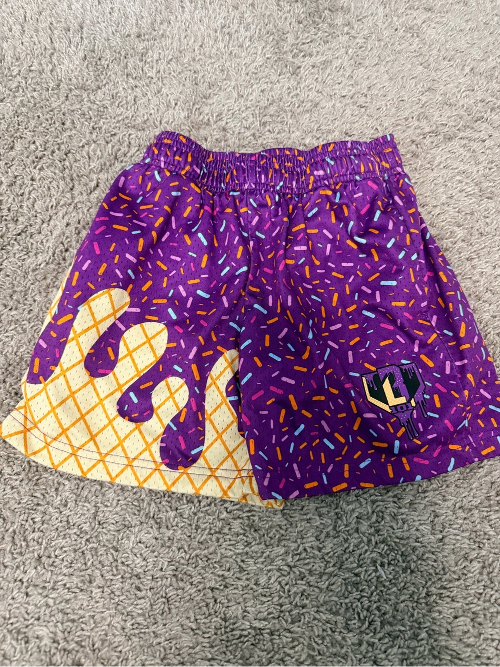 Purple Sprinkle Ice Cream Shorts for Kids - Fun Print